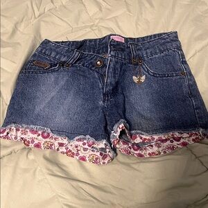 Spoiled Blue Jean Shorts with Floral Accent